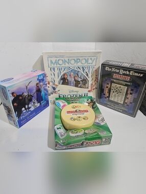 Frozen Monopoly, Two Puzzles, Monopoly Express Toy Entertainment Play Game Lot